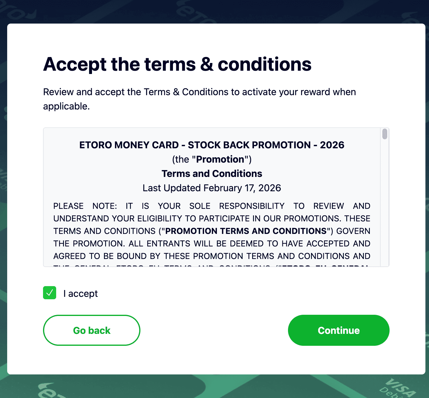 eToro cashback terms