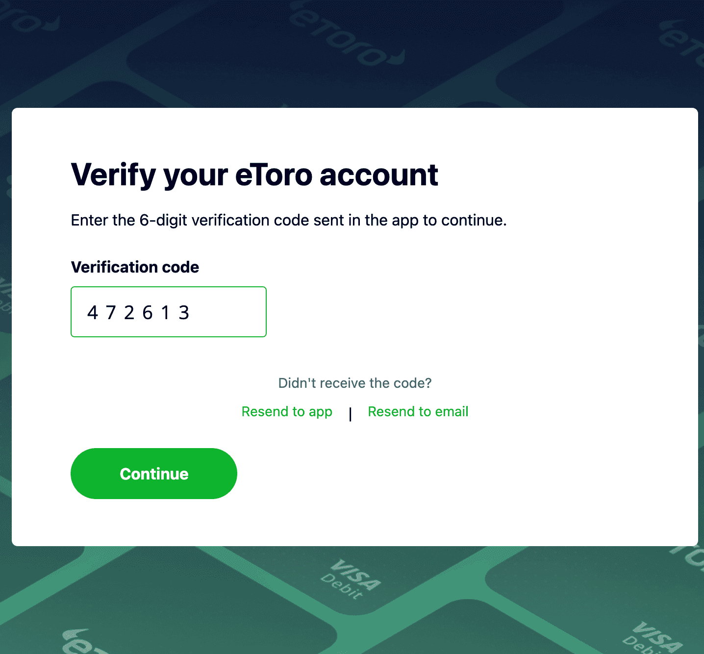 Verify eToro account
